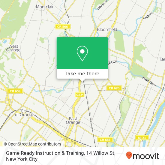 Mapa de Game Ready Instruction & Training, 14 Willow St
