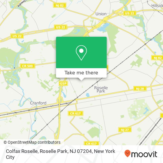 Mapa de Colfax Roselle, Roselle Park, NJ 07204