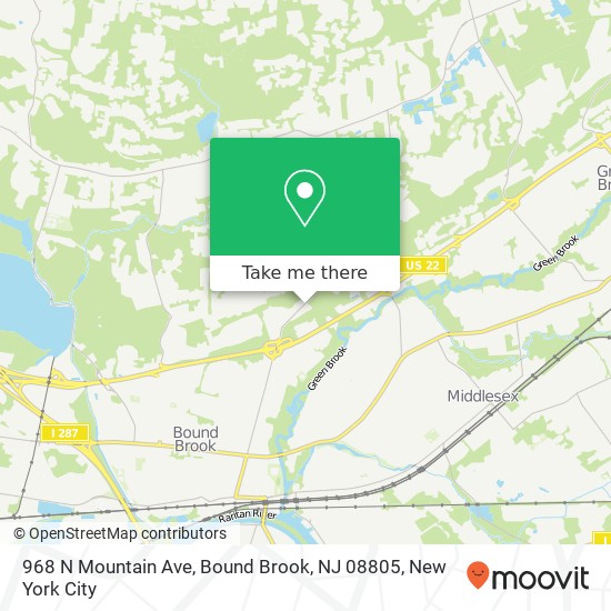 Mapa de 968 N Mountain Ave, Bound Brook, NJ 08805