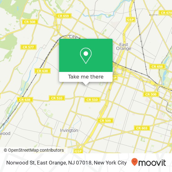 Mapa de Norwood St, East Orange, NJ 07018