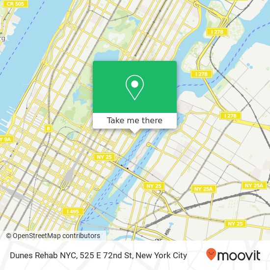Mapa de Dunes Rehab NYC, 525 E 72nd St