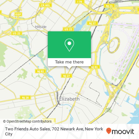 Mapa de Two Friends Auto Sales, 702 Newark Ave