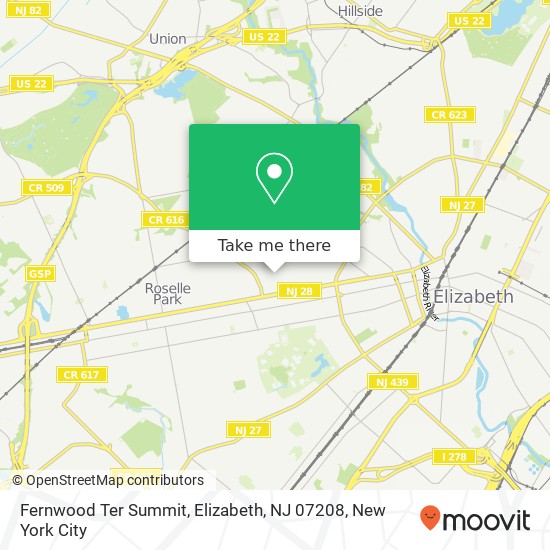 Mapa de Fernwood Ter Summit, Elizabeth, NJ 07208