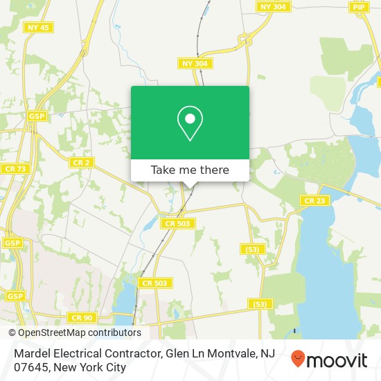 Mapa de Mardel Electrical Contractor, Glen Ln Montvale, NJ 07645