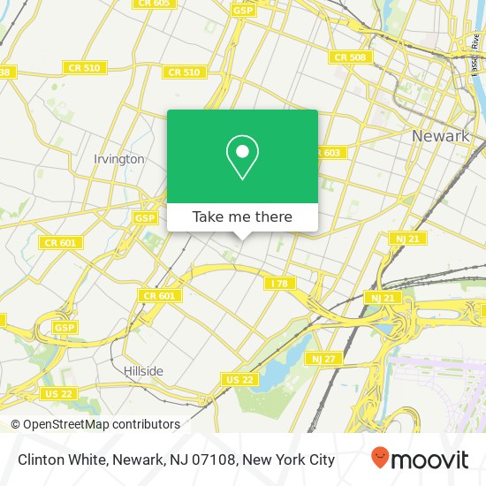 Mapa de Clinton White, Newark, NJ 07108