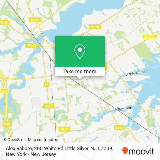 Mapa de Alex Rabaev, 200 White Rd Little Silver, NJ 07739