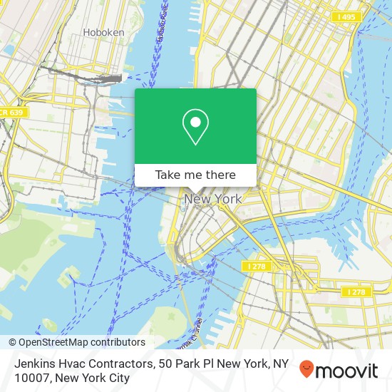 Mapa de Jenkins Hvac Contractors, 50 Park Pl New York, NY 10007