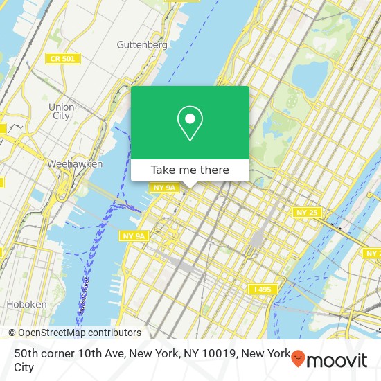 50th corner 10th Ave, New York, NY 10019 map