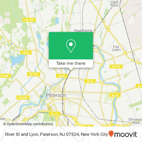 Mapa de River St and Lyon, Paterson, NJ 07524