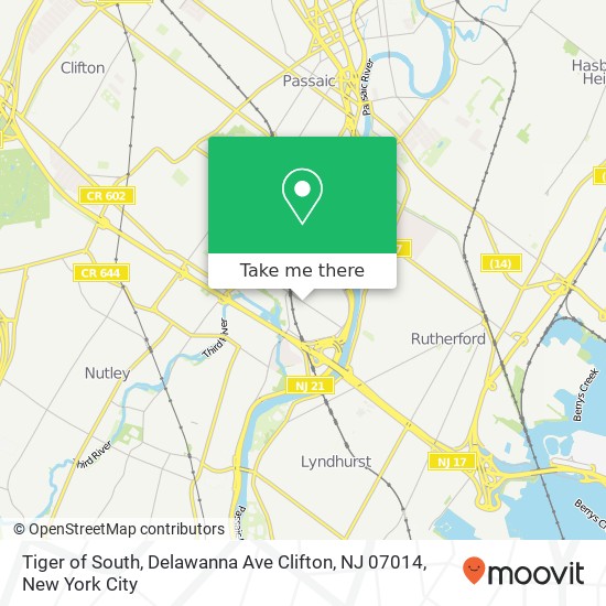 Mapa de Tiger of South, Delawanna Ave Clifton, NJ 07014