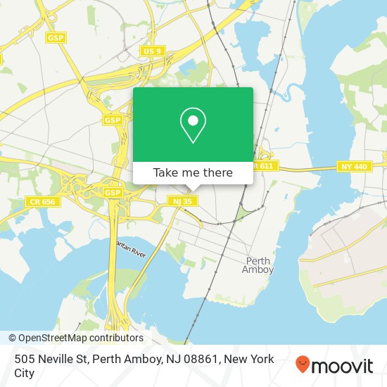 Mapa de 505 Neville St, Perth Amboy, NJ 08861
