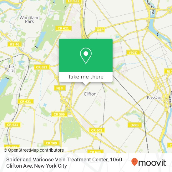 Mapa de Spider and Varicose Vein Treatment Center, 1060 Clifton Ave