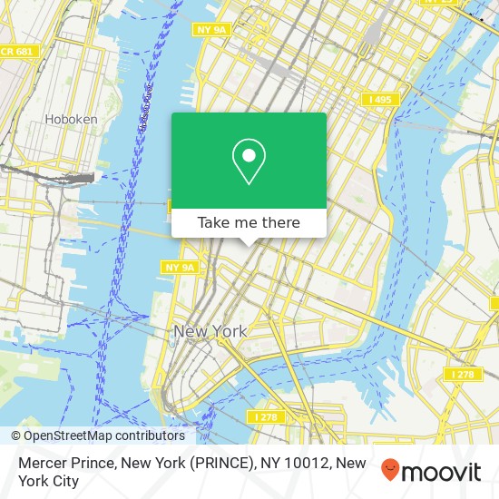 Mapa de Mercer Prince, New York (PRINCE), NY 10012