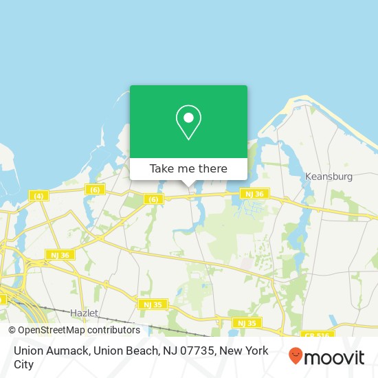 Mapa de Union Aumack, Union Beach, NJ 07735