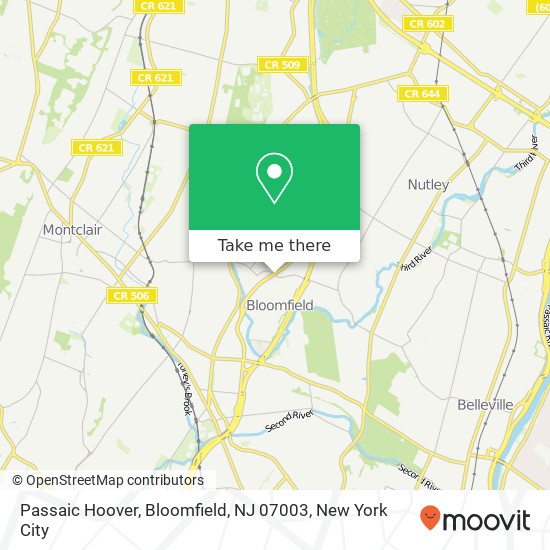 Mapa de Passaic Hoover, Bloomfield, NJ 07003