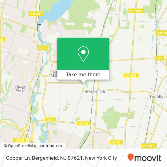 Mapa de Cooper Ln, Bergenfield, NJ 07621