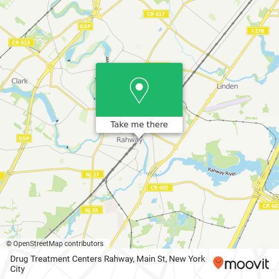 Drug Treatment Centers Rahway, Main St map