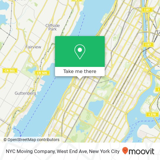NYC Moving Company, West End Ave map