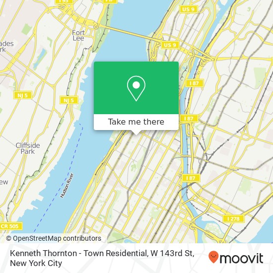 Mapa de Kenneth Thornton - Town Residential, W 143rd St