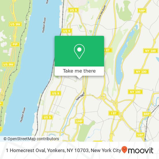 Mapa de 1 Homecrest Oval, Yonkers, NY 10703