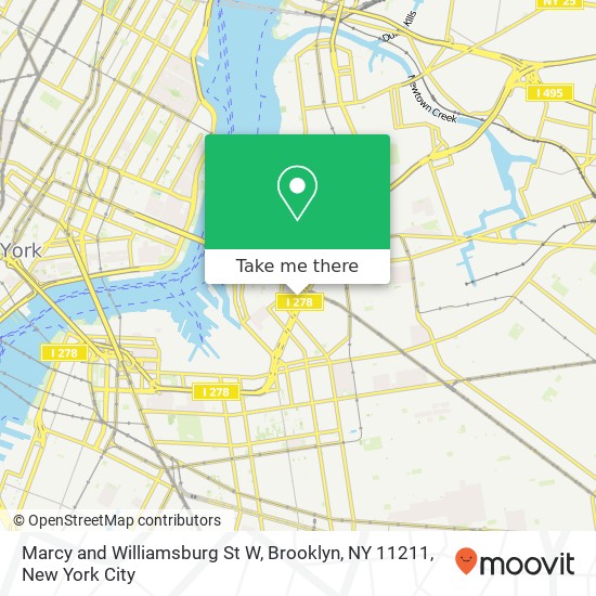 Marcy and Williamsburg St W, Brooklyn, NY 11211 map