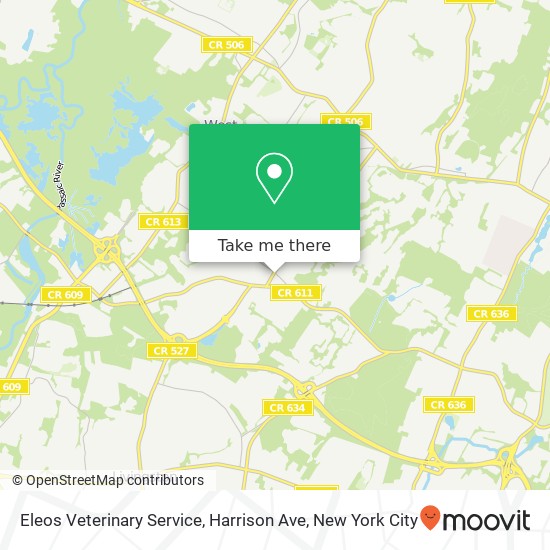Mapa de Eleos Veterinary Service, Harrison Ave