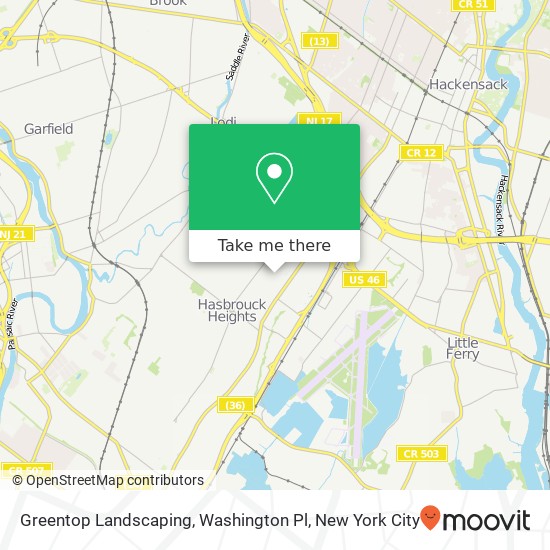 Greentop Landscaping, Washington Pl map