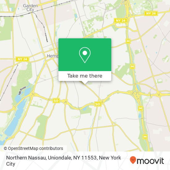 Mapa de Northern Nassau, Uniondale, NY 11553
