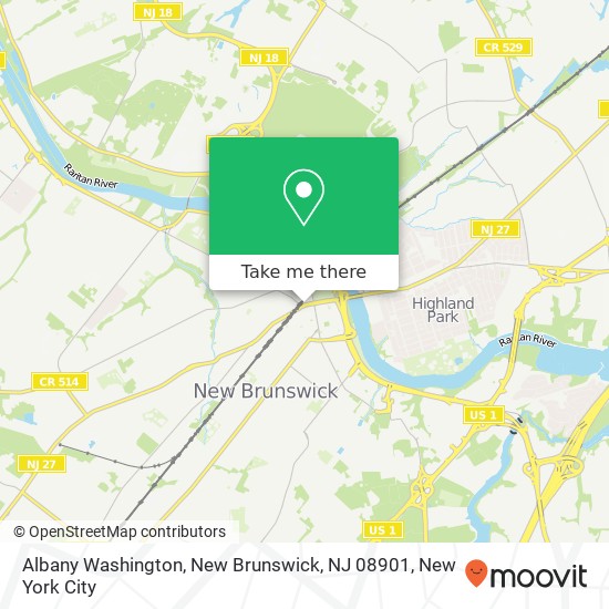 Mapa de Albany Washington, New Brunswick, NJ 08901
