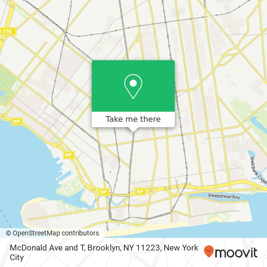 McDonald Ave and T, Brooklyn, NY 11223 map