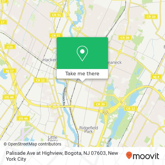 Mapa de Palisade Ave at Highview, Bogota, NJ 07603