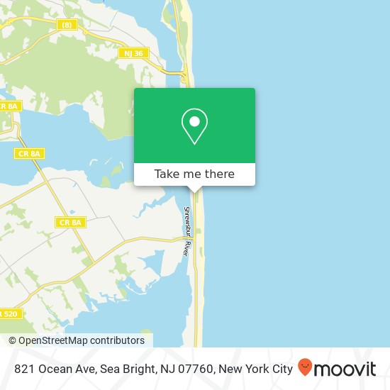 Mapa de 821 Ocean Ave, Sea Bright, NJ 07760