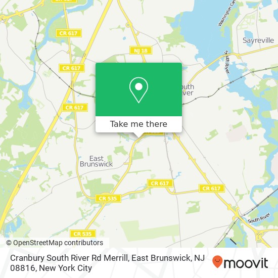 Mapa de Cranbury South River Rd Merrill, East Brunswick, NJ 08816