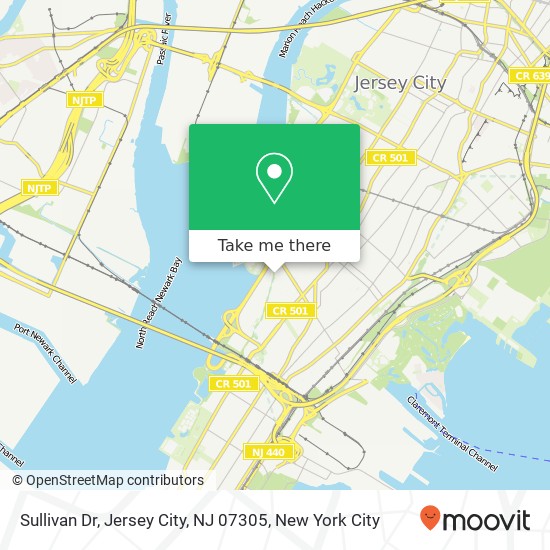 Mapa de Sullivan Dr, Jersey City, NJ 07305