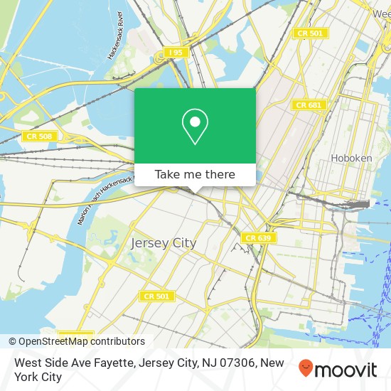 Mapa de West Side Ave Fayette, Jersey City, NJ 07306