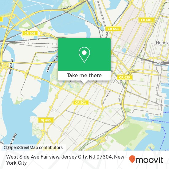Mapa de West Side Ave Fairview, Jersey City, NJ 07304