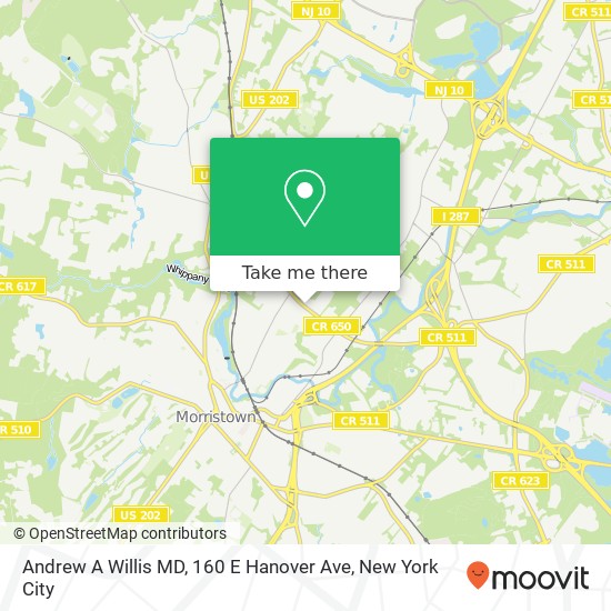 Mapa de Andrew A Willis MD, 160 E Hanover Ave