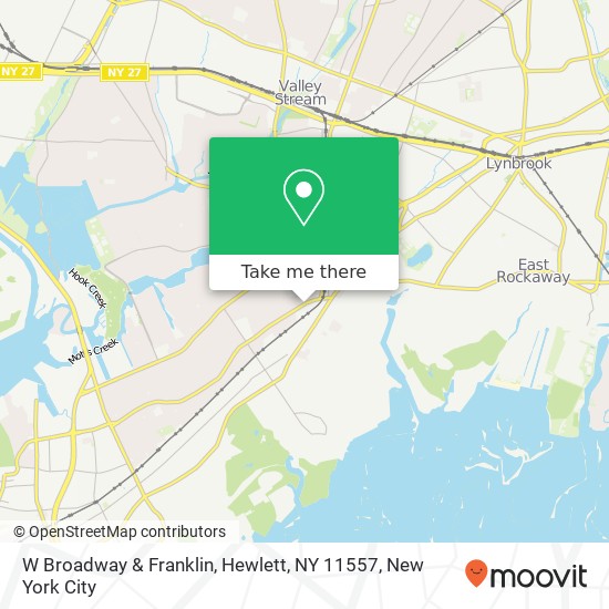 Mapa de W Broadway & Franklin, Hewlett, NY 11557