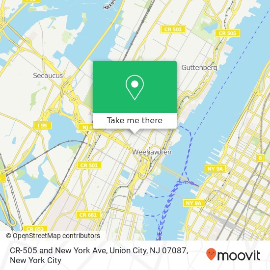 Mapa de CR-505 and New York Ave, Union City, NJ 07087