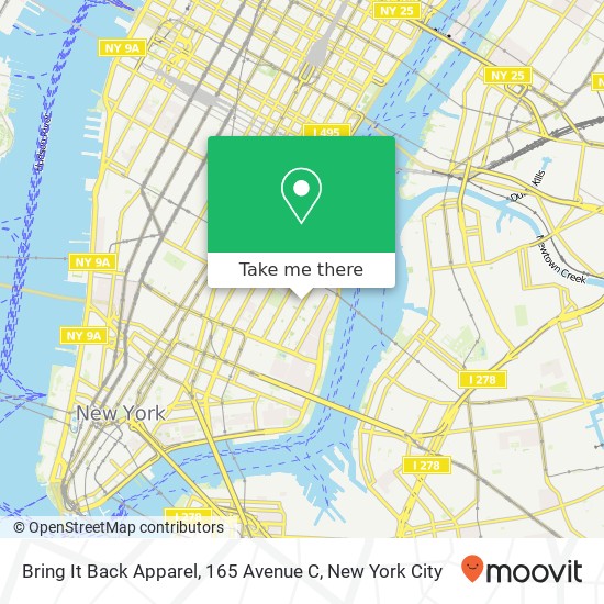 Mapa de Bring It Back Apparel, 165 Avenue C