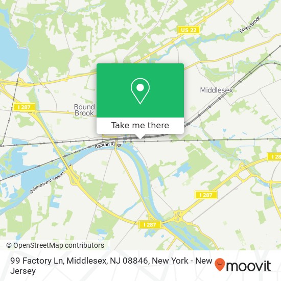 Mapa de 99 Factory Ln, Middlesex, NJ 08846