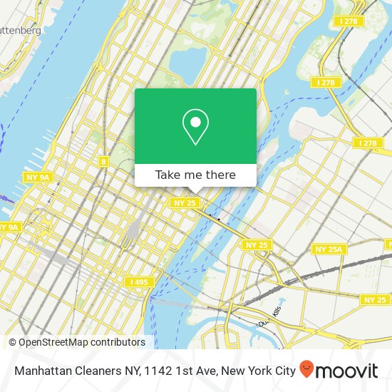 Manhattan Cleaners NY, 1142 1st Ave map