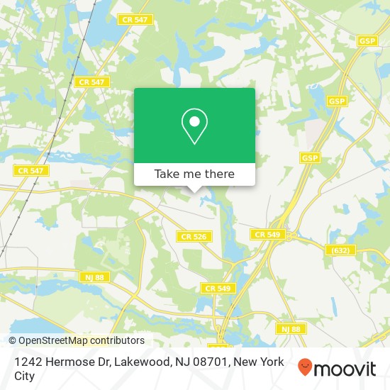 Mapa de 1242 Hermose Dr, Lakewood, NJ 08701