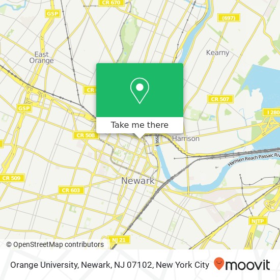 Mapa de Orange University, Newark, NJ 07102