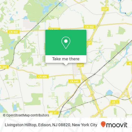 Mapa de Livingston Hilltop, Edison, NJ 08820
