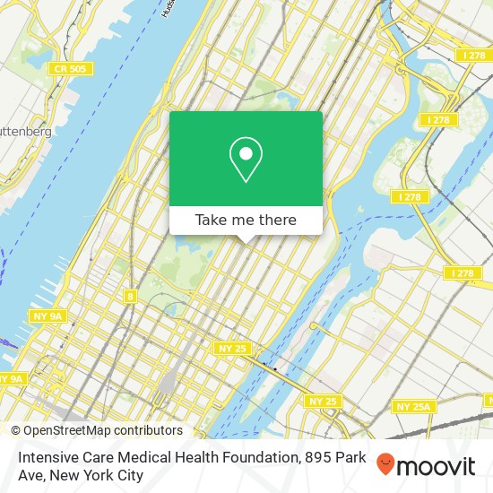 Mapa de Intensive Care Medical Health Foundation, 895 Park Ave