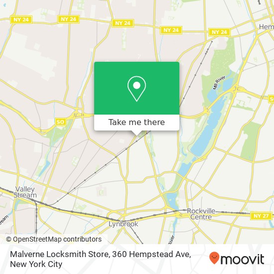 Mapa de Malverne Locksmith Store, 360 Hempstead Ave