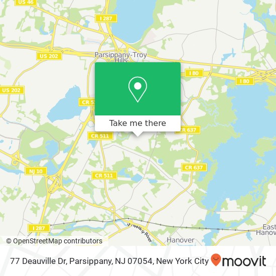 Mapa de 77 Deauville Dr, Parsippany, NJ 07054
