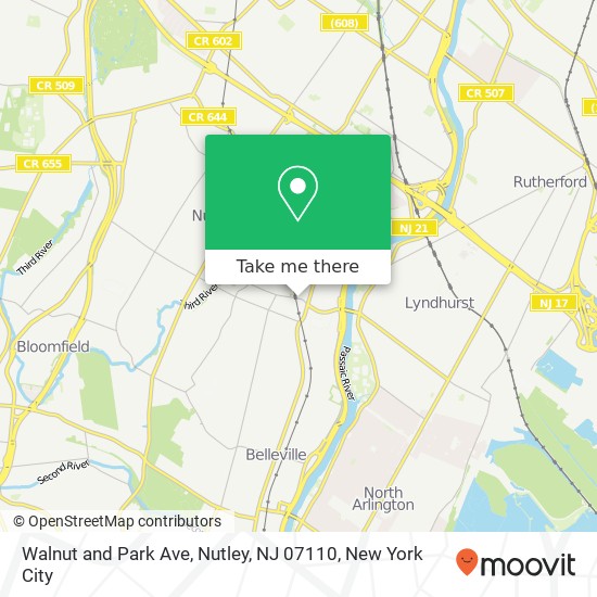 Mapa de Walnut and Park Ave, Nutley, NJ 07110