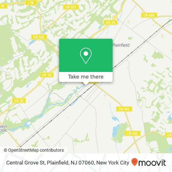 Mapa de Central Grove St, Plainfield, NJ 07060